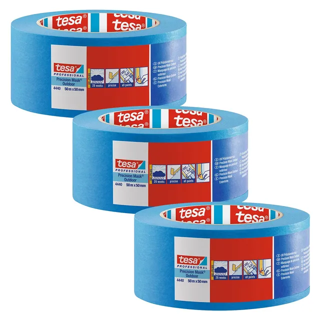 tesa-pr-zisionskrepp-4440-au-en-uv-plus-malerabdeckband-3er-pack-blau-50-m-x-50- image 1