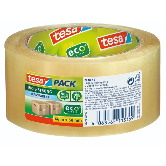 tesa-tesapack-bio-strong-paketklebeband-66-m-x-50-mm-transparent image 1