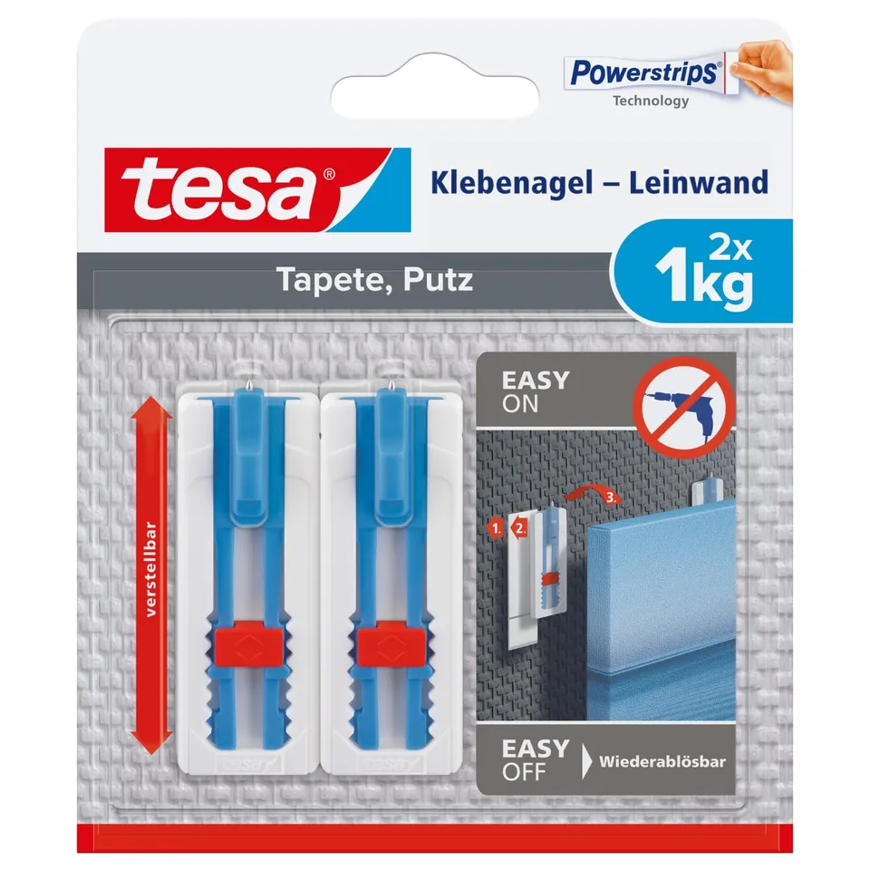 tesa-klebenagel-f-r-tapete-putz-1-kg-verstellbar-2-n-gel-mit-strips image 1