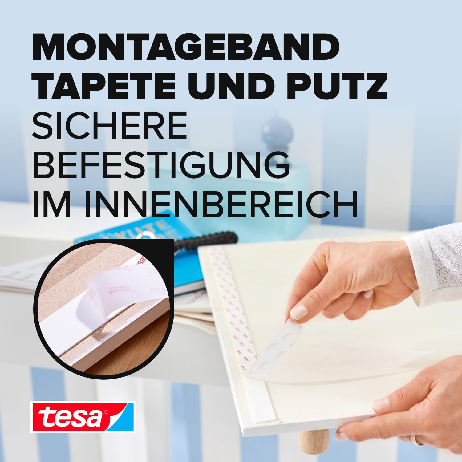 tesa-montageband-tapete-putz-doppelseitiges-klebeband-1-5-m-x-19-mm image 2