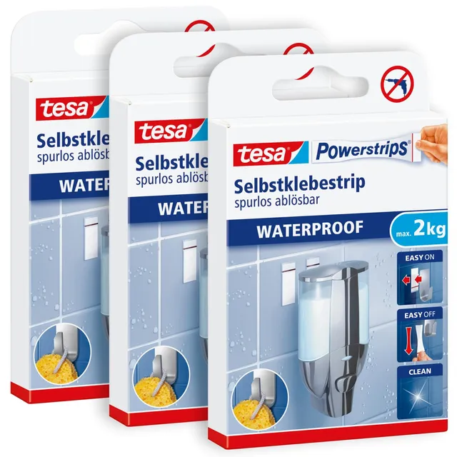 tesa-powerstrips-waterproof-strips-large-3-x-6-doppelseitige-streifen image 1