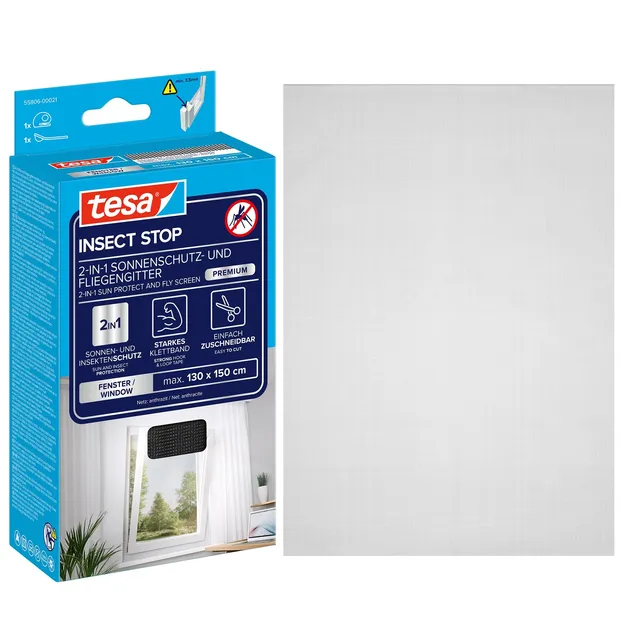 tesa-insect-stop-2-in-1-sonnenschutz-fliegengitter-premium-130-cm-x-150-cm-anthr image 1