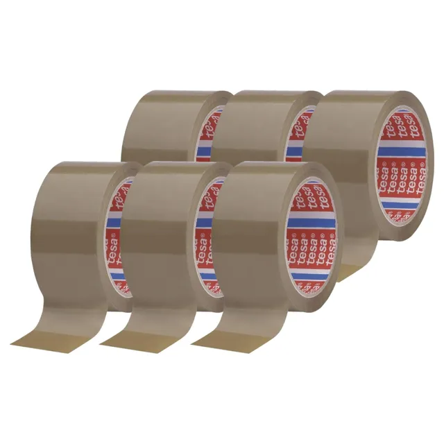 tesapack-pp-4195-paketband-6er-pack-66-m-x-50-mm-braun image 1