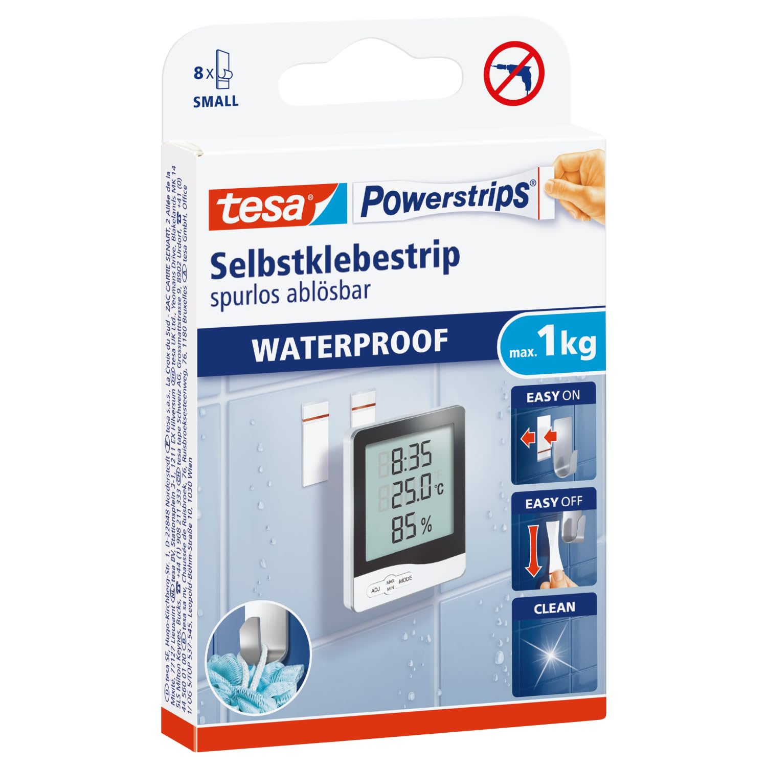 tesa-powerstrips-waterproof-strips-small-8-doppelseitige-streifen image 1