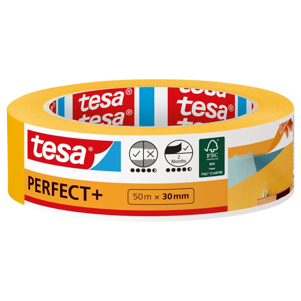 tesa-malerband-perfect-b7-abdeckband-b7-gelb-b7-50-m-x-30-mm image 1