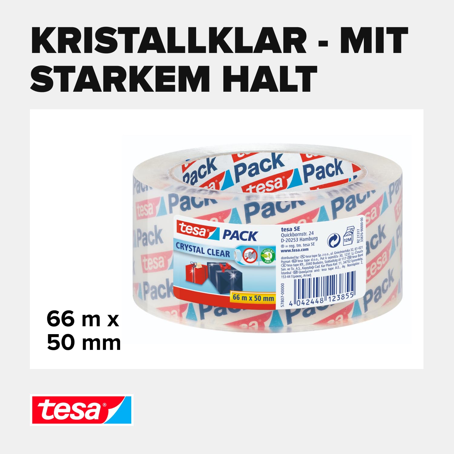 tesa-tesapack-crystal-clear-paketklebeband-66-m-x-50-mm-transparent image 3