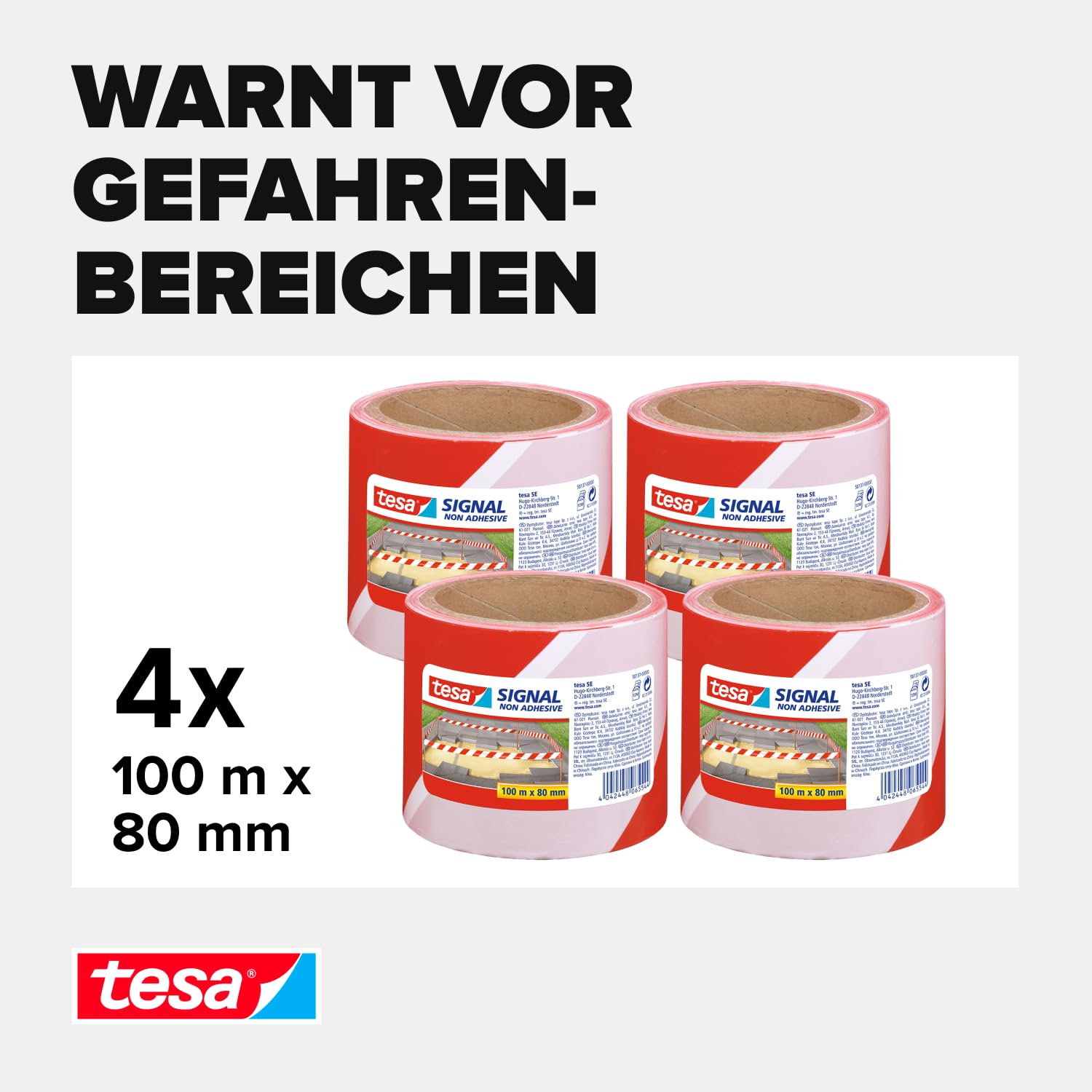 tesa-signal-absperrband-4er-pack-100-m-x-80-mm-rot-wei-nicht-klebend image 3