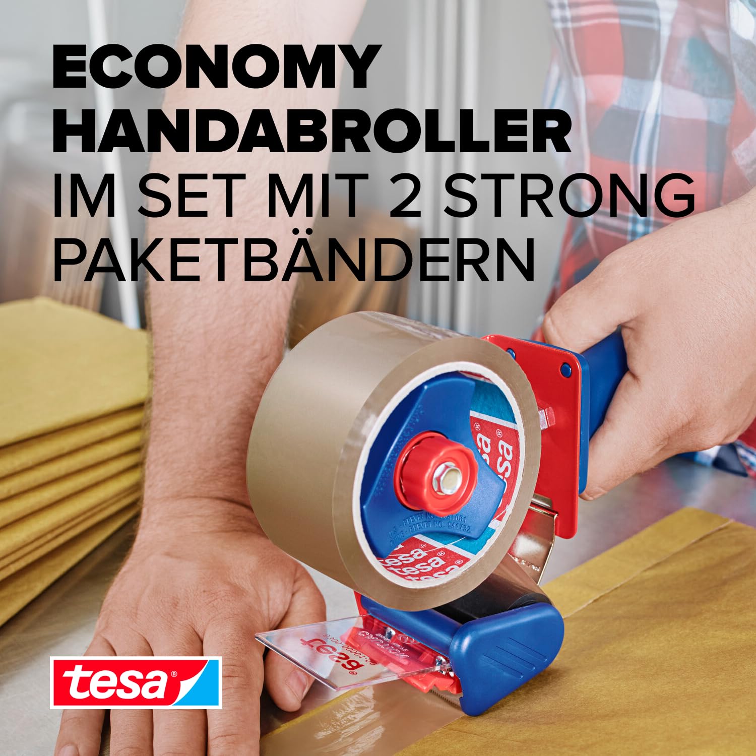 tesa-tesapack-strong-paketband-set-2x-transparent-66-m-x-50-mm-mit-handabroller image 2