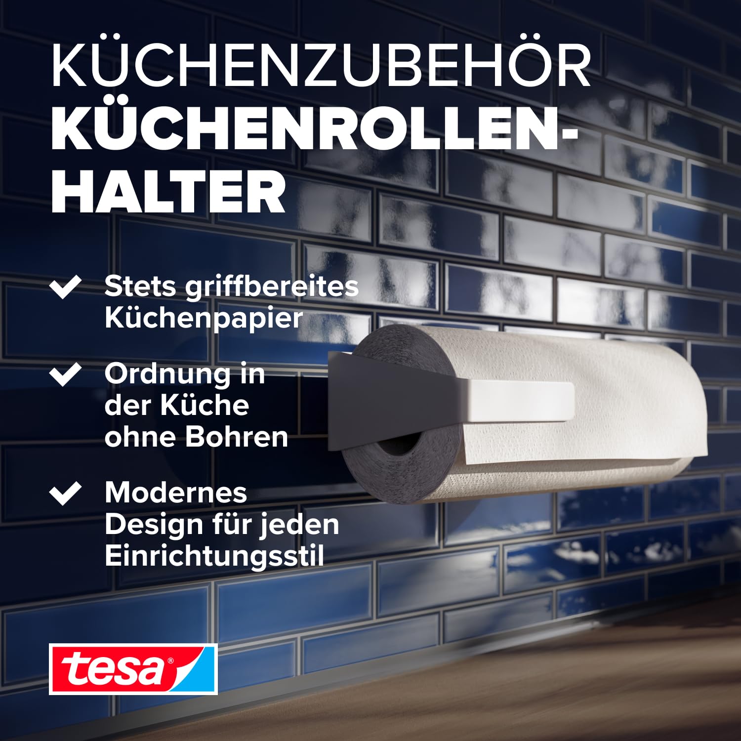 tesa-k-chenrollenhalter-wand-ohne-bohren-wei-metall-abs-5-kg image 4
