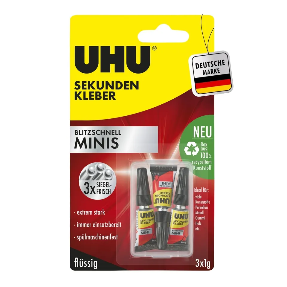 uhu-sekundenkleber-extra-stark-3-x-1-g-mit-aufbewahrungsbox image 1