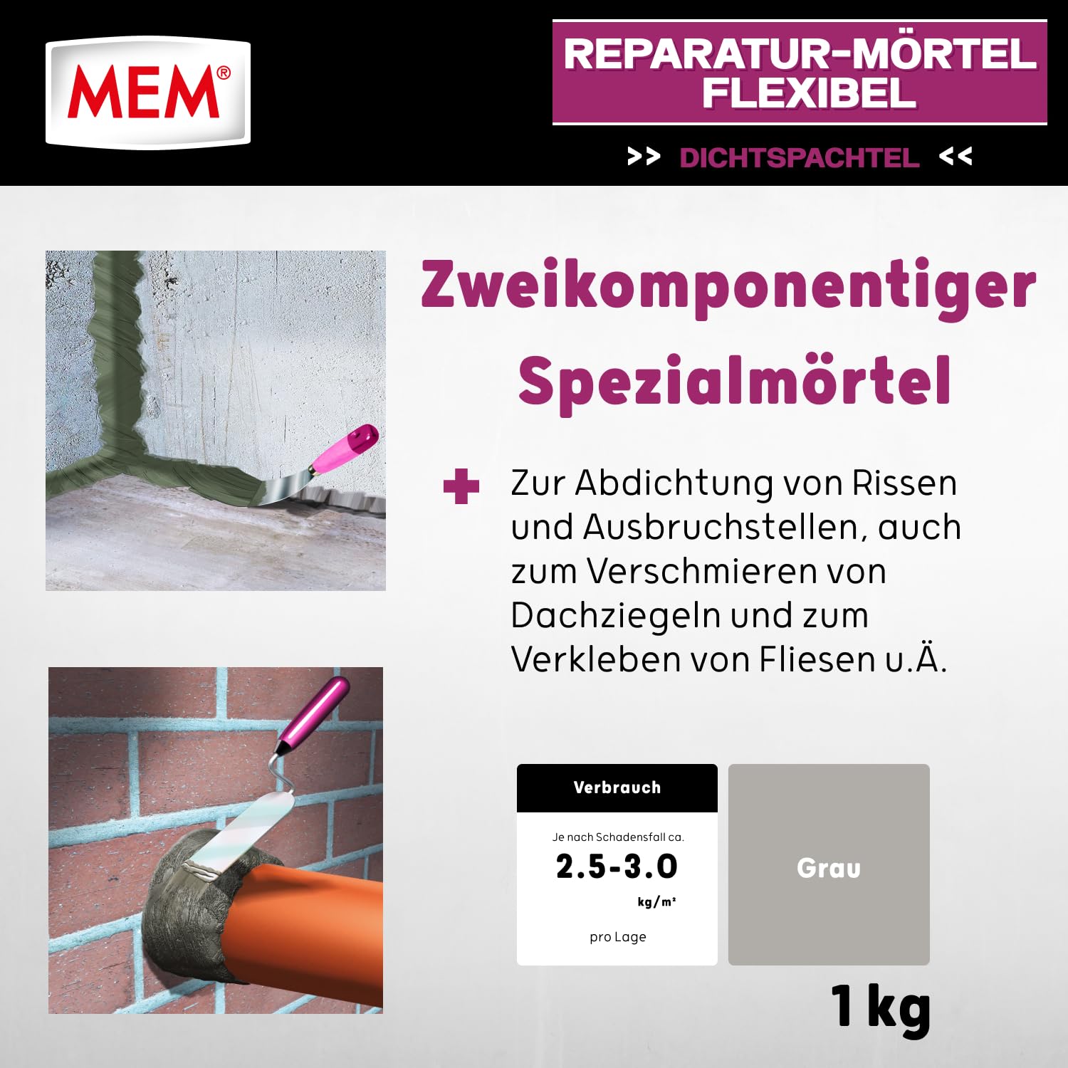 mem-reparaturm-rtel-flexibel-1-kg-eimer-2k-spezialm-rtel-grau image 2