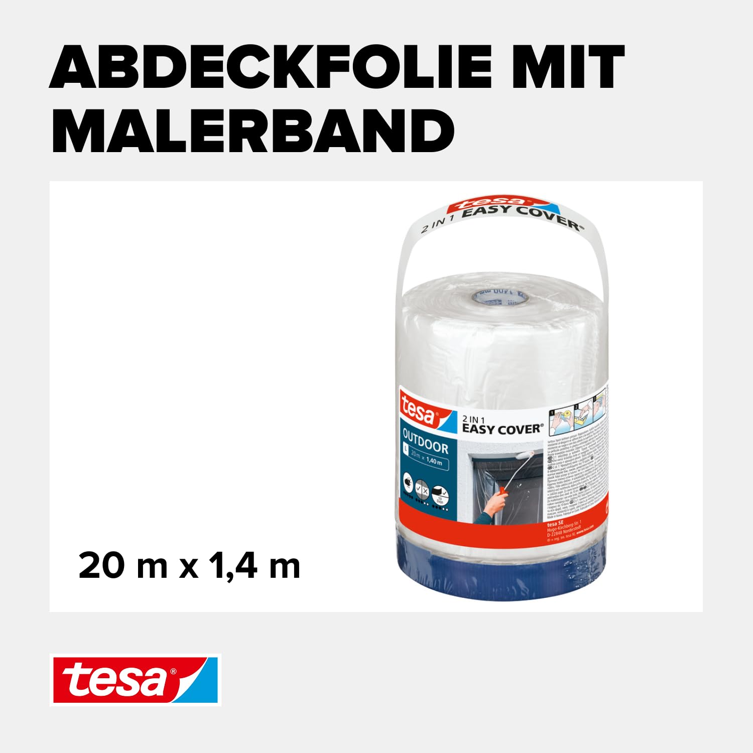 tesa-easy-cover-outdoor-l-malerfolie-mit-gewebeband-20-m-x-1-4-cm image 3