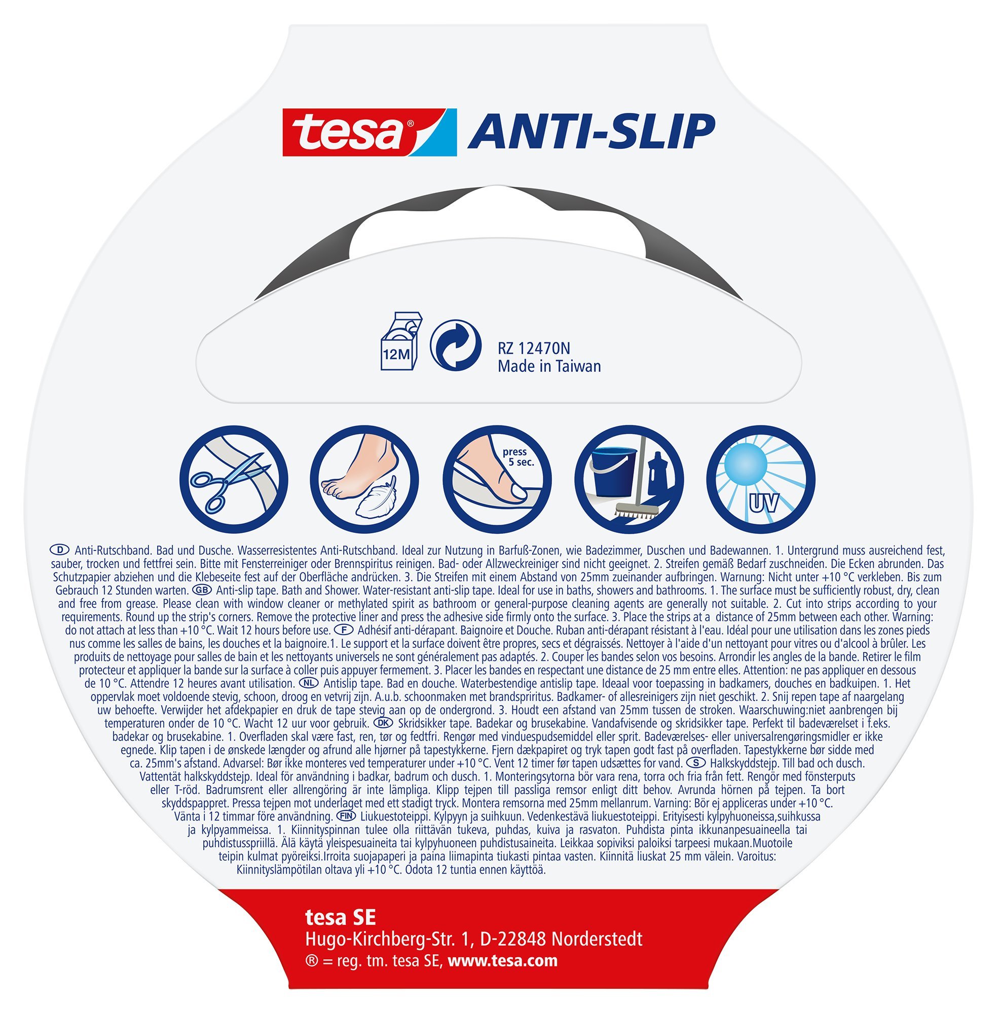 tesa-anti-rutschband-bad-und-dusche-5-m-x-25-mm-transparent image 2