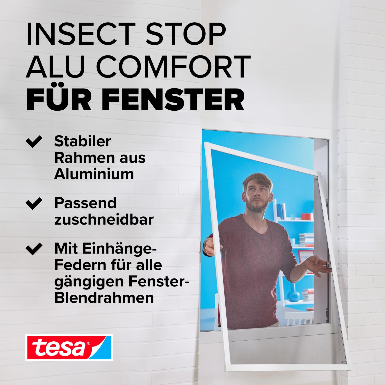 tesa-insect-stop-aluminium-rahmen-fliegengitter-fenster-100-cm-x-120-cm image 2