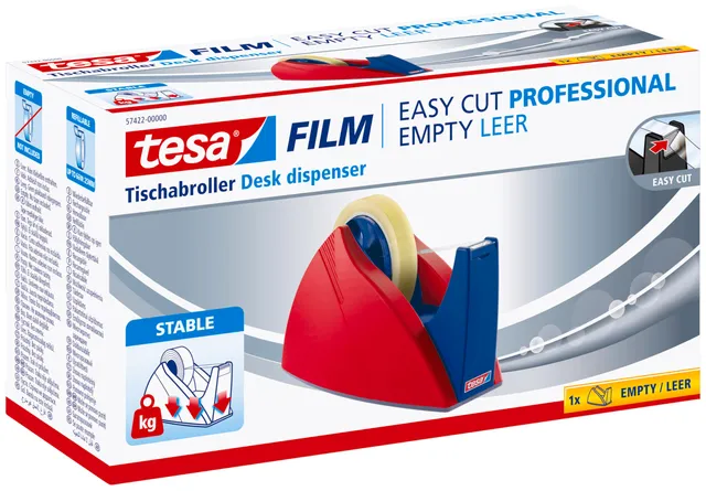 tesa-easy-cut-tischabroller-f-r-klebeband-bis-66-m-x-25-mm-rot-blau image 1