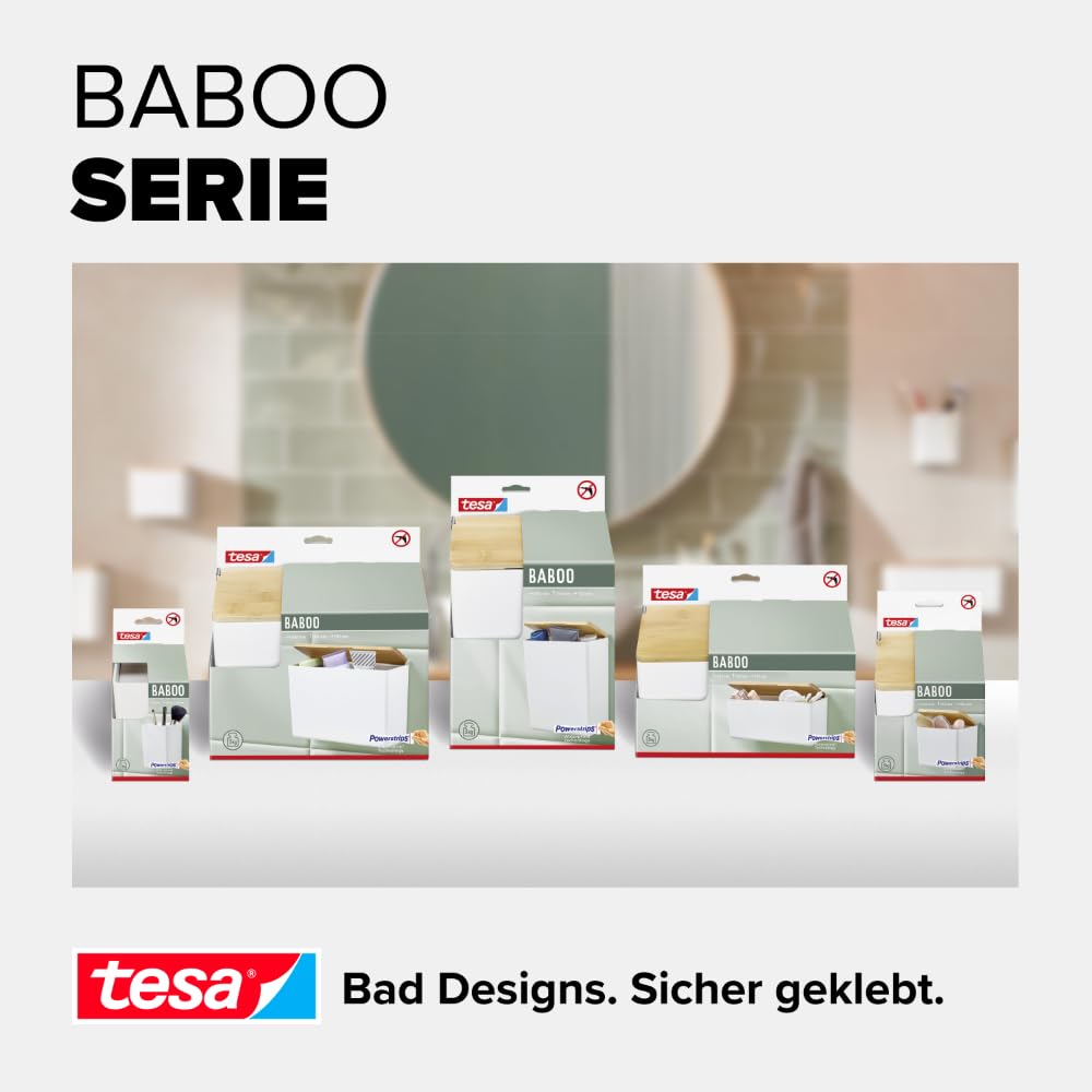 tesa-baboo-badorganizer-m-bad-aufbewahrungsbox-matt-wei-mit-bambus-deckel-242-mm image 7