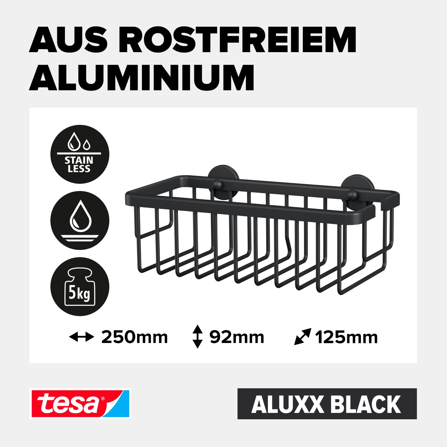 tesa-aluxx-black-duschablage-92-x-250-x-125-mm-schwarz-matt-ohne-bohren image 3