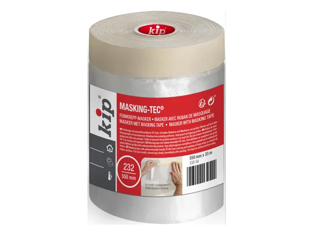 kip-tape-232-54-feinkrepp-masker-550-mm-x-33-m-abdeckfolie-mit-kreppband image 1