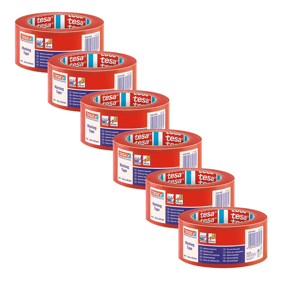tesa-60760-markierungsband-6er-pack-33-m-x-50-mm-rot image 1