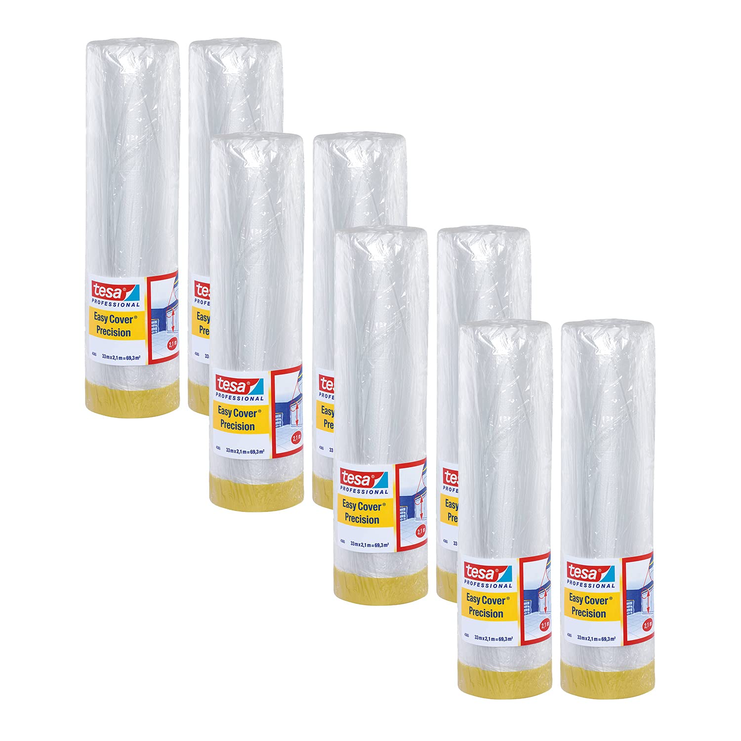 tesa-easy-cover-4365-pr-zision-malerband-mit-folie-8er-pack-33-m-x-2-1-m image 1