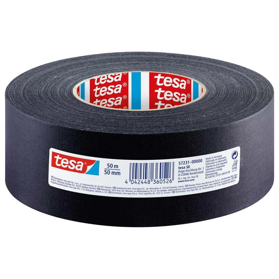 tesa-extra-power-perfect-gewebeband-schwarz-50-m-x-50-mm-wetterfestes-panzertape image 1