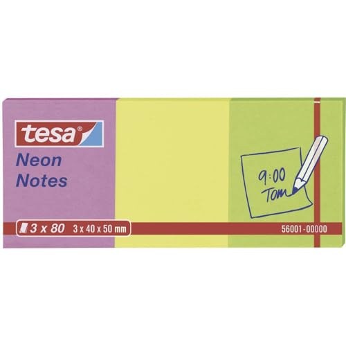 tesa-neon-notes-haftnotizen-7-5-cm-x-7-5-cm-3-x-80-blatt-gr-n-gelb-pink image 2