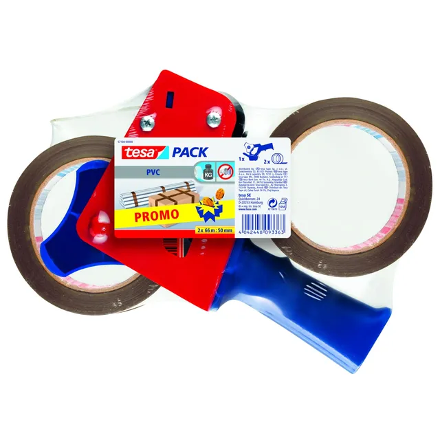 tesa-tesapack-extra-strong-paketband-abroller-set-2x-66-m-x-50-mm-braun image 1