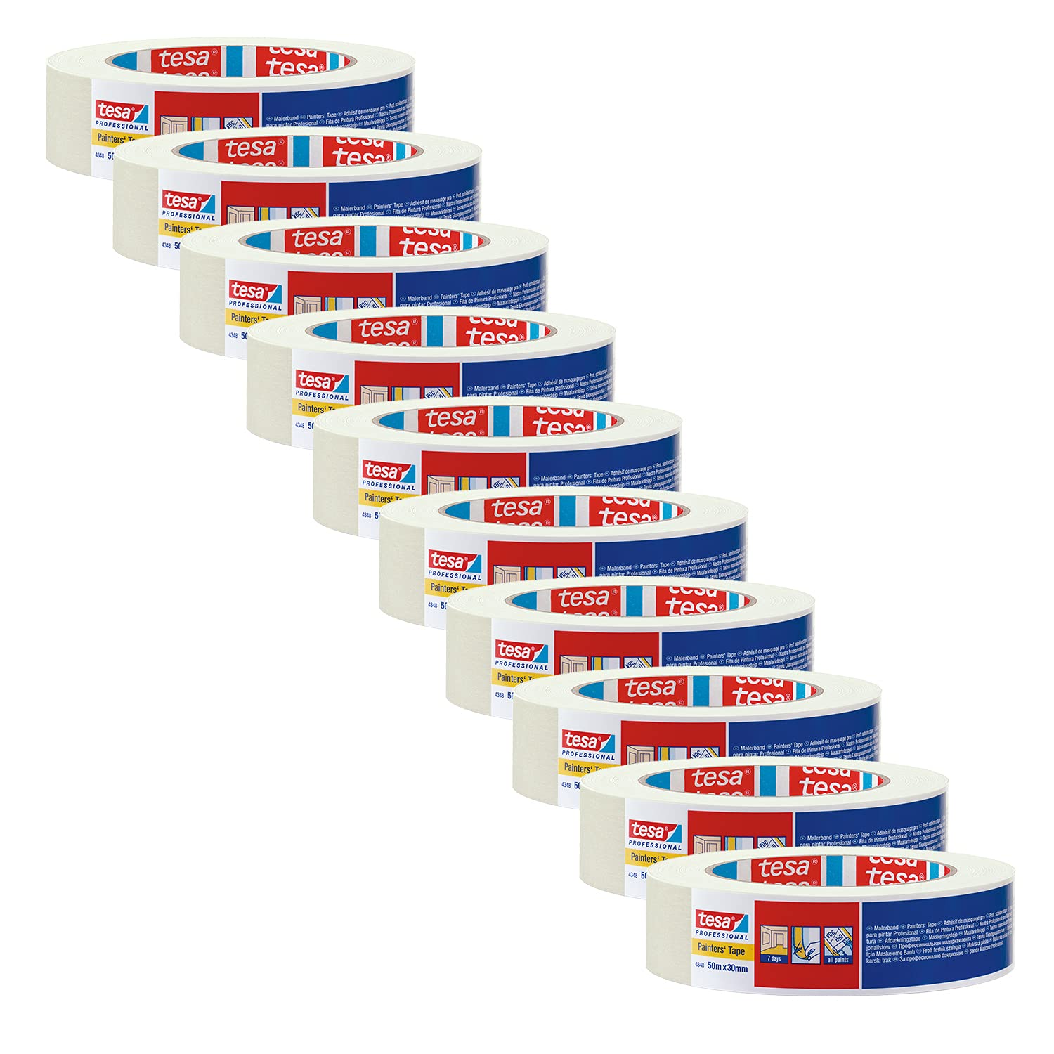 tesakrepp-4348-standard-malerband-10er-pack-hellbeige-50-m-x-30-mm image 1