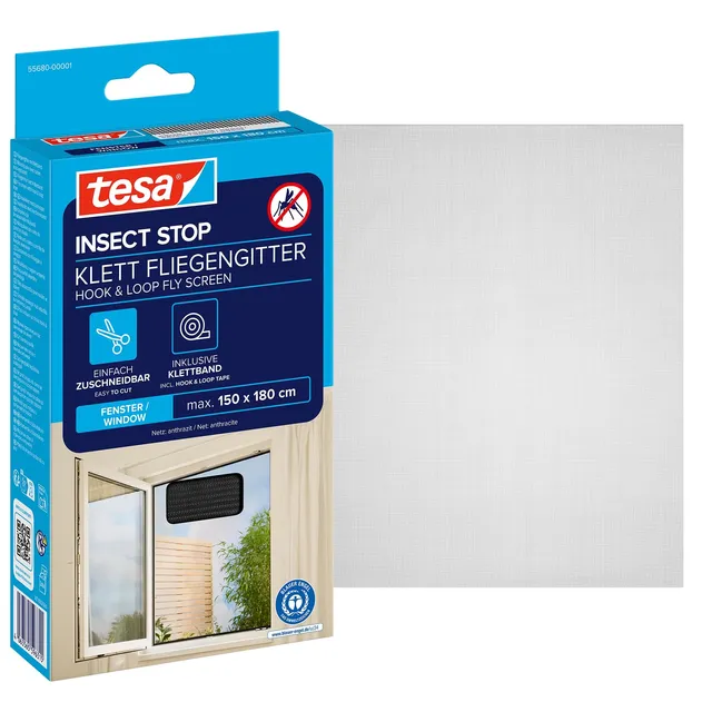 tesa-insect-stop-klett-fliegengitter-150-cm-x-180-cm-anthrazit image 1
