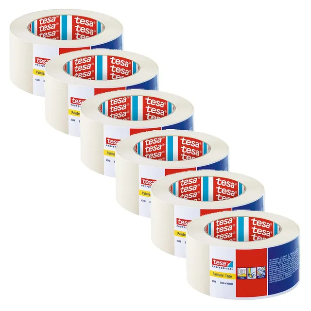 tesakrepp-4348-standard-malerband-hellbeige-50-m-x-50-mm-6er-pack image 1