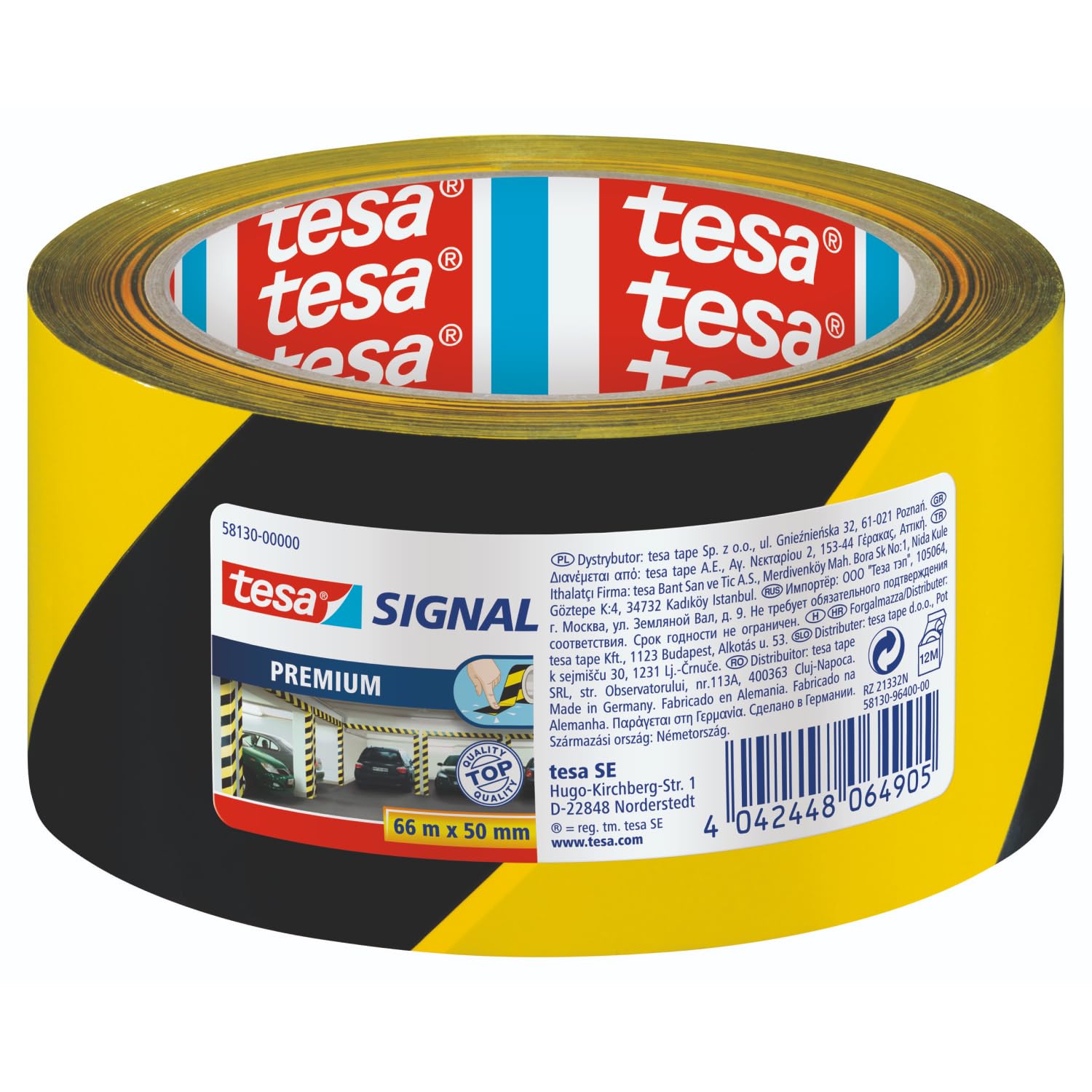 tesa-signal-premium-markierungsklebeband-schwarz-gelb-66-m-x-50-mm image 1