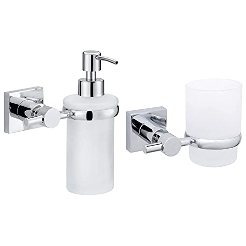 tesa-hukk-seifenspender-zahnb-rstenhalter-set-verchromt-satiniertes-glas image 2