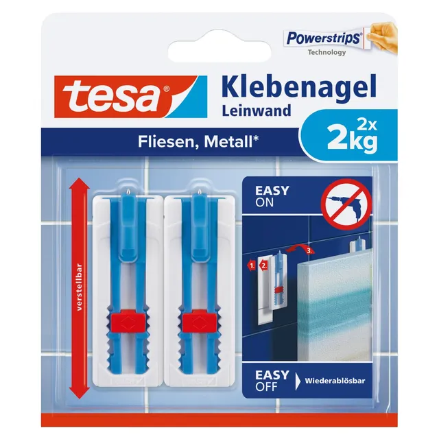 tesa-klebenagel-leinwand-f-r-fliesen-metall-verstellbar-2-st-ck-2-kg image 1