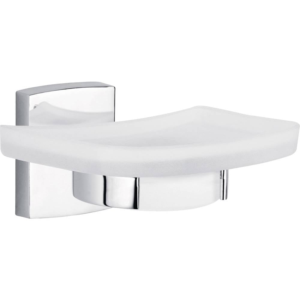 tesa-klaam-seifenschale-132x60x120-mm-satiniertes-glas-chrom-ohne-bohren image 1
