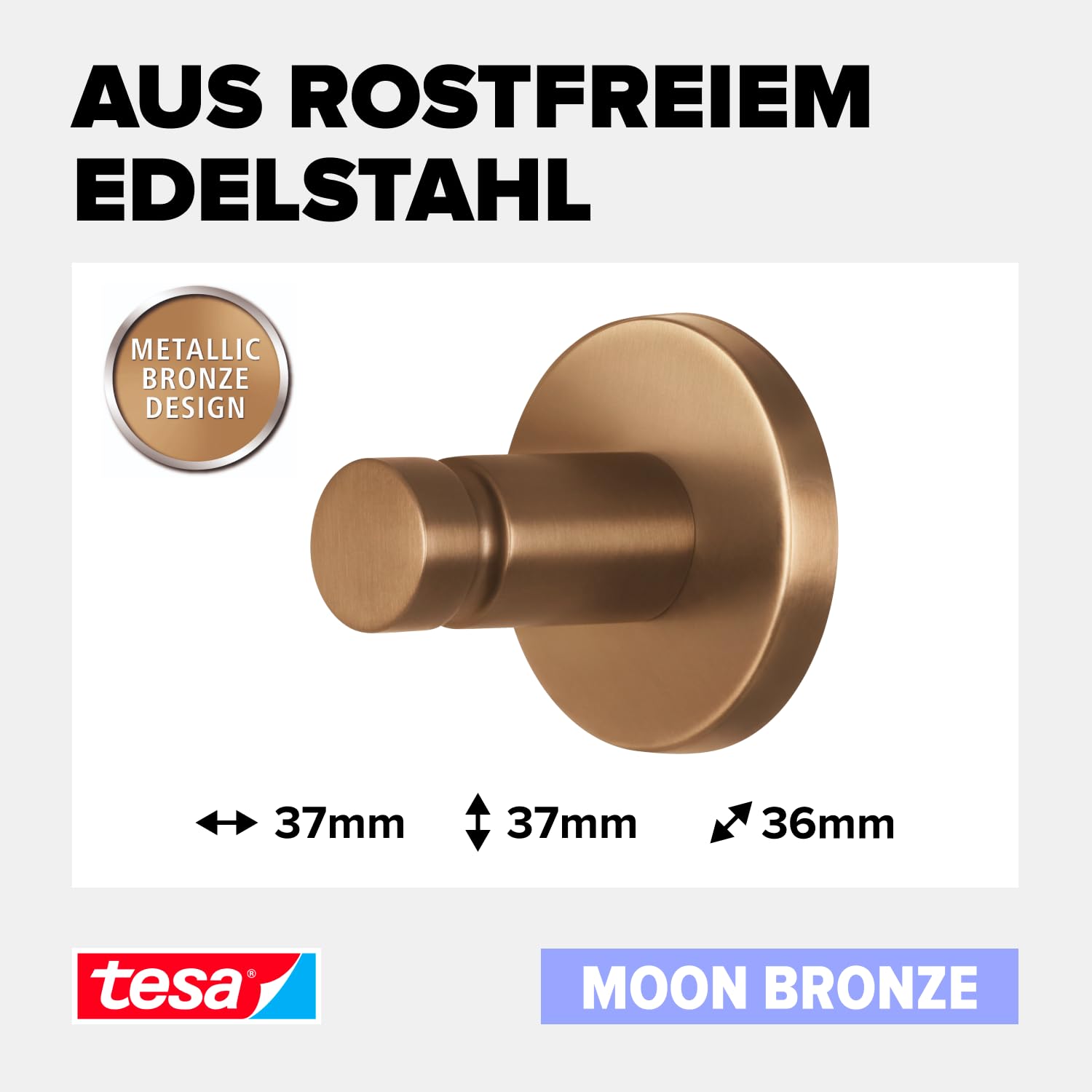 tesa-moon-bronze-handtuchhaken-37-x-37-x-36-mm-pvd-metall-ohne-bohren image 3