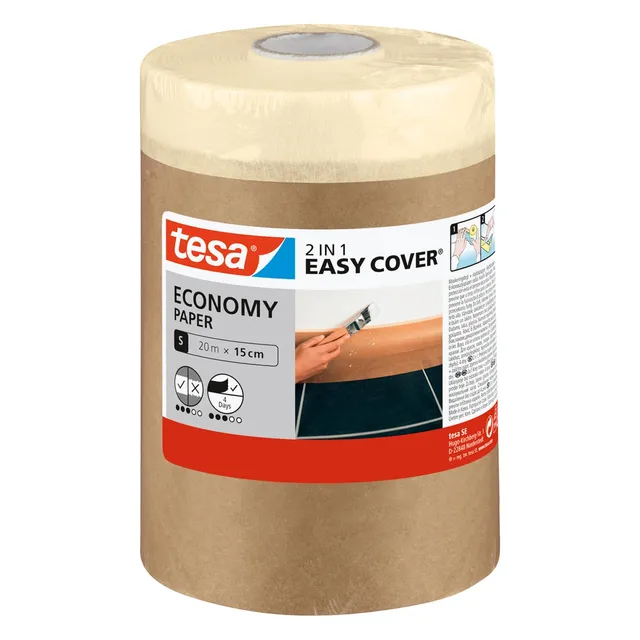 tesa-easy-cover-universal-malerband-mit-abdeckpapier-20-m-x-15-cm image 1