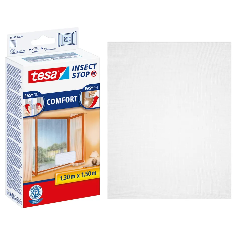 tesa-insect-stop-klett-fliegengitter-premium-fenster-130-cm-x-150-cm-wei-9 image 1