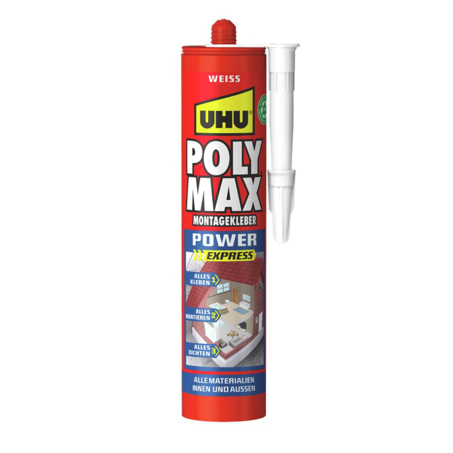 uhu-poly-max-power-montagekleber-wei-kartusche-425-g image 1