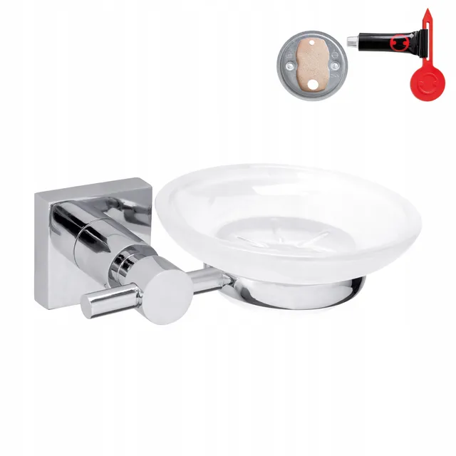 tesa-hukk-seifenschale-mit-wandhalterung-145-mm-x-51-mm-x-115-mm-chrom-glas image 1