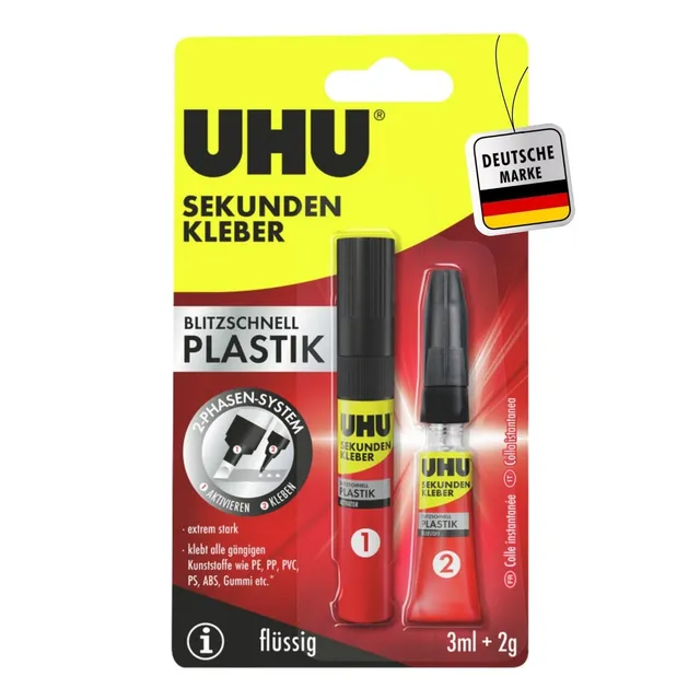 uhu-sekundenkleber-plastik-2-phasen-set-2g-3ml-aktivator-extra-stark-auch-f-r-pe image 1
