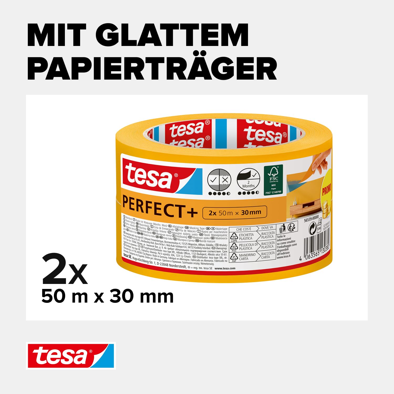 tesa-malerband-perfect-malerabdeckband-2er-pack-50-m-x-30-mm-gelb image 3