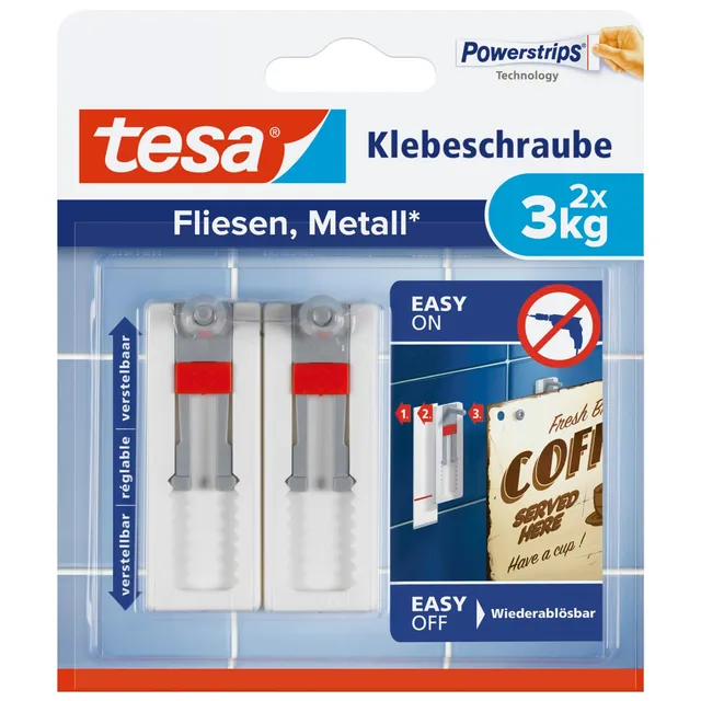 tesa-klebeschraube-f-r-fliesen-metall-verstellbar-2x-3-kg image 1