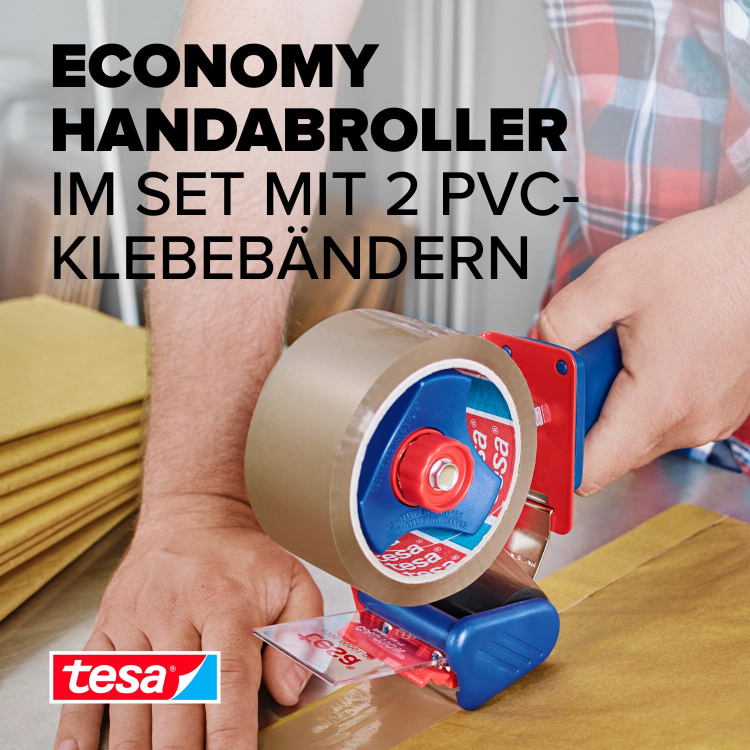 tesa-tesapack-extra-strong-paketband-abroller-set-2x-66-m-x-50-mm-braun image 2