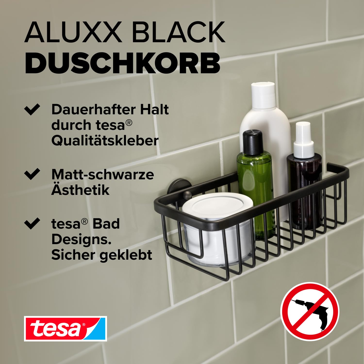 tesa-aluxx-black-duschablage-92-x-250-x-125-mm-schwarz-matt-ohne-bohren image 2