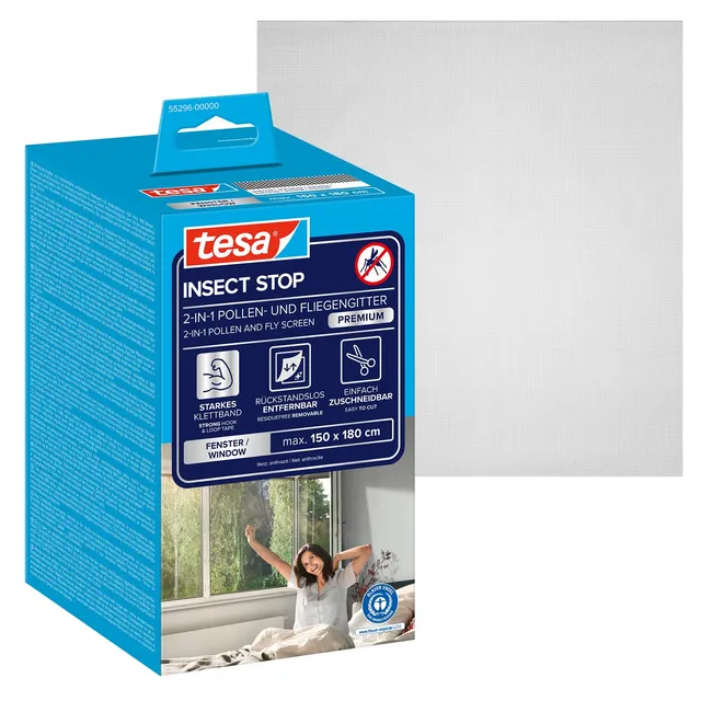 tesa-insect-stop-2-in-1-pollen-und-fliegengitter-premium-150-cm-x-180-cm-anthraz image 1