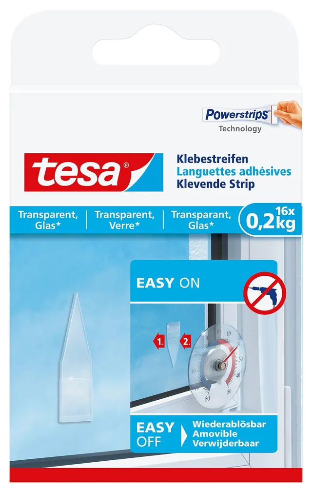 tesa-klebestreifen-f-r-transparenten-untergrund-200-g-16-streifen-powerstrips image 1