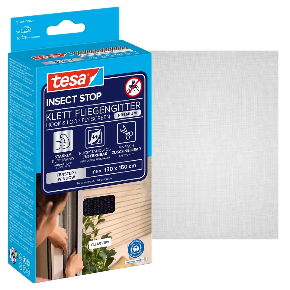tesa-insect-stop-klett-fliegengitter-premium-130-cm-x-150-cm-anthrazit image 1