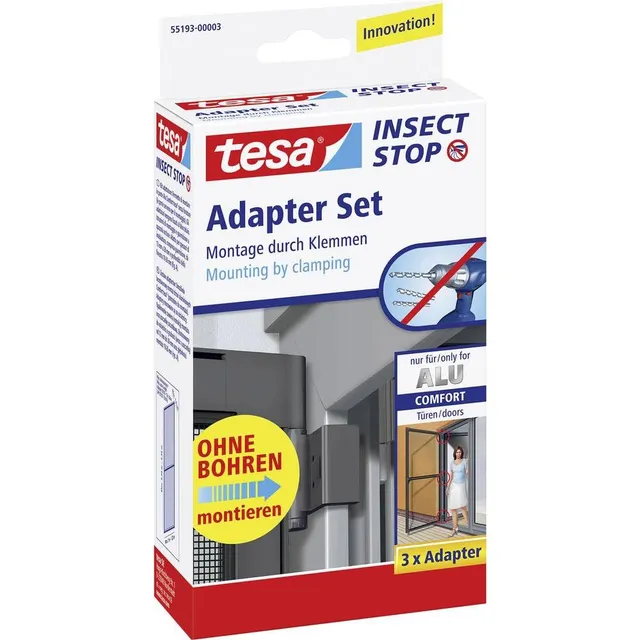 tesa-insect-stop-fliegengitter-adapter-set-f-r-alu-t-ren-anthrazit image 1