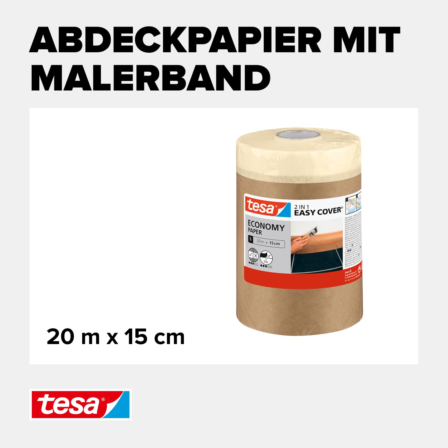 tesa-easy-cover-universal-malerband-mit-abdeckpapier-20-m-x-15-cm image 3