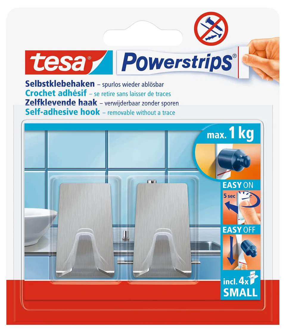 tesa-powerstrips-haken-small-metall-eckig-1-kg-2er-set image 1